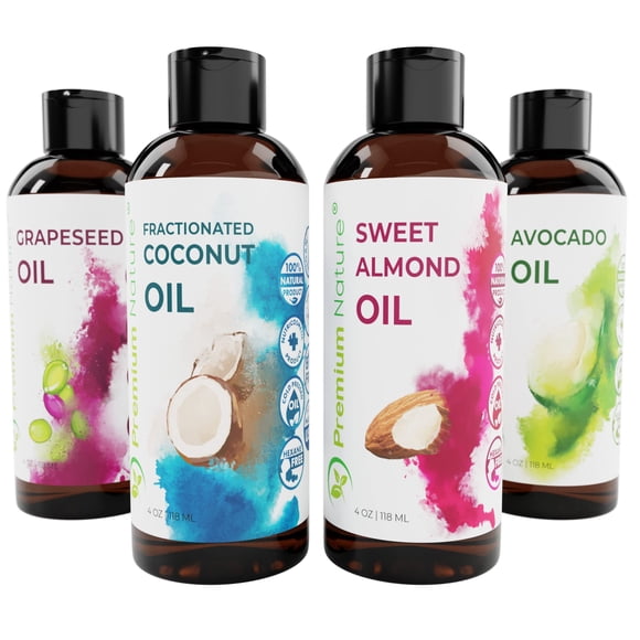 Ensemble-cadeau Varié de 4 Huiles de Support - Mélange d'Huiles Essentielles pour la Peau, Vergetures et Peau Sèche, Hydratant, 118 ml Chacun