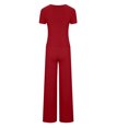 thumbnail image 5 of Ensembles de Pantalons en Lin pour Femmes 2 Pcs Pantalons en Lin Femmes Ensemble de Vêtements d'Été Femme Col Rond Manches Courtes Hauts Ensembles de Pantalons Pantalons Style Pantalon S_6 Survêtements pour Femmes Rouge G, 5 of 5