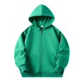 thumbnail image 1 of FAOWME Chandails à Capuche à Manches Longues pour Enfants, Unisexes, Doux, avec Poche, Vert 5-6 Ans, 1 of 7