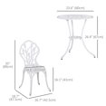 thumbnail image 3 of Outsunny Ensemble Bistro de Patio 3 Pcs pour Balcon, Blanc, 3 of 10