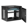thumbnail image 4 of StarTech.com 2 Post 9U 19" Wall Mount Network Cabinet, Adjustable Depth 6-15" Locking IT Switch Depth Enclosure, Vented Computer/Electronics Equipment Data Rack w/ Shelf + Hook & Loop Tape - 19 Inch Wall Cabinet (RK9WALM) - Rack enclosure cabinet - wall mountable - black - 9U, 4 of 7