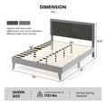 thumbnail image 3 of Costway Queen Size Bed Frame Upholstered Platform Velvet Headboard Wooden Slats Gray, 3 of 10