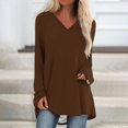 thumbnail image 2 of KIHOUT Spring Winter Womens Tops Solid Color T-shirt Long Sleeves Blouse V-Neck Casual Mid-Length Blouse Tops, 2 of 5