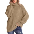 thumbnail image 2 of Qertyioot Chandails Surdimensionnés pour Femmes Col Roulé Mode Manches Longues Chandail Décontracté, 2 of 7