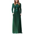 thumbnail image 1 of UKAP Ladies Dress Crew Neck Maxi Dresses Solid Color Swing Party Blackish Green L, 1 of 9
