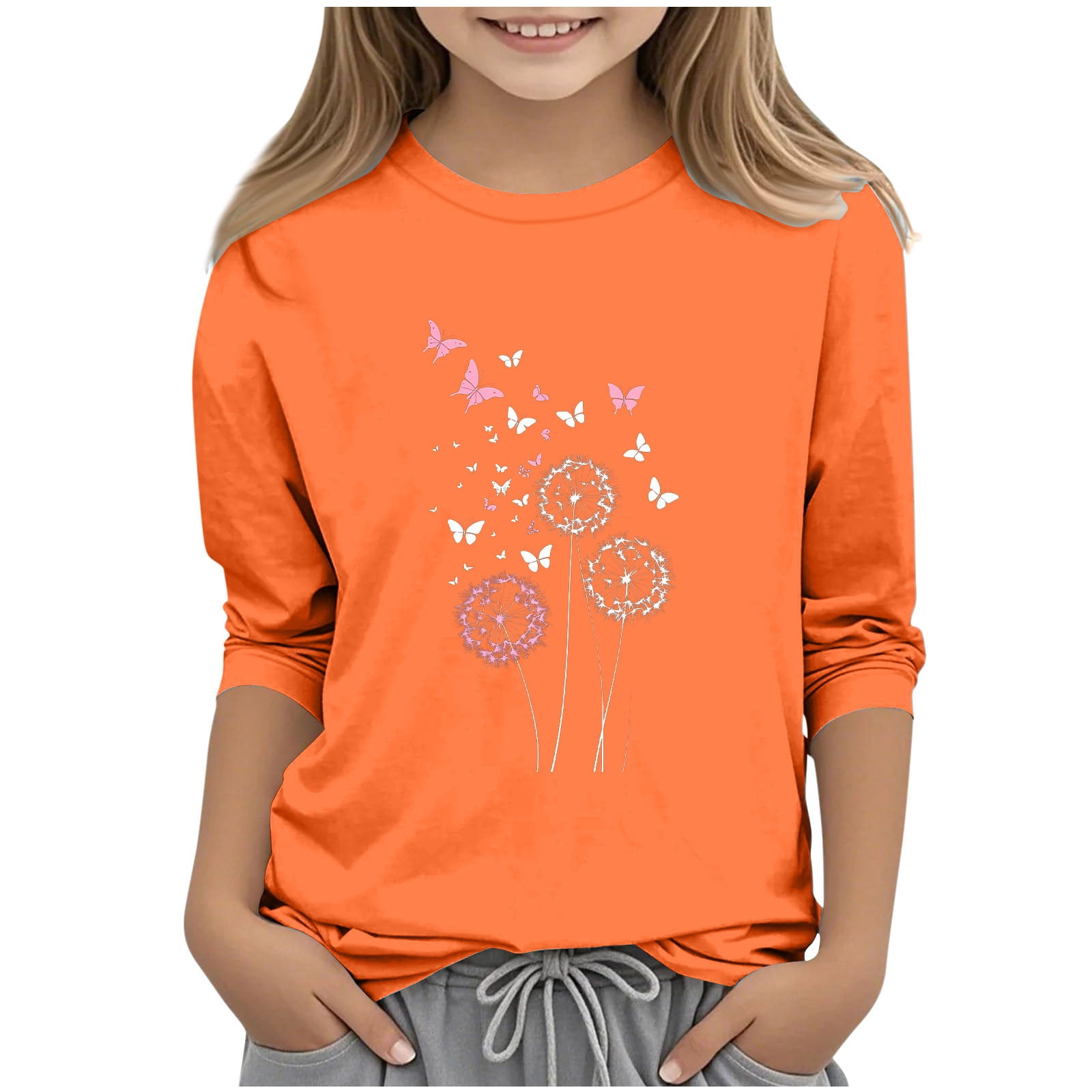 Kids 3/4 Sleeve T-Shirt, Girls Boys Heart Printed Casual Tops