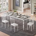 thumbnail image 1 of 71" Dining Table for 6-8, Farmhouse Rectangular Dinner Table with Sturdy Metal Legs Scratch Water Resistant 30 mm Thick Tabletop, Rustic Kitchen Dining Room Table (Only Table), Gray & White, 1 of 8