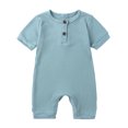 thumbnail image 1 of Plebaso Baby Girls Boys Summer Jumpsuit Botton Short Sleeve Round Neck Cute Solid Color Shorts Rompers, 1 of 4