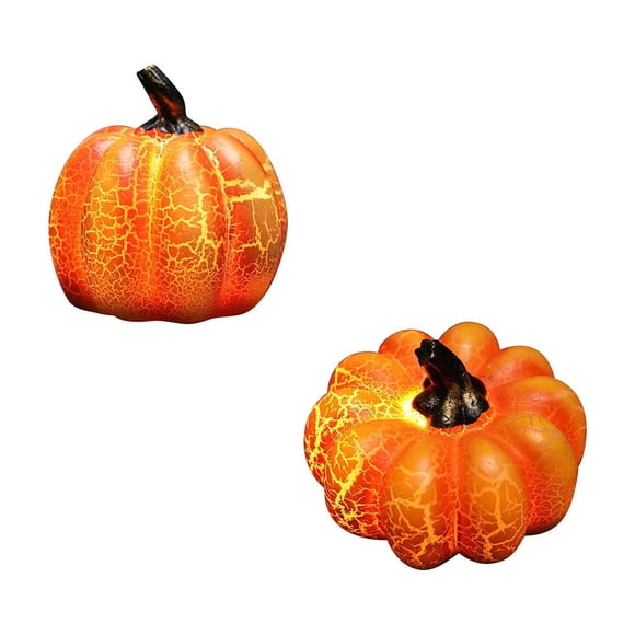 CQCYD 2 Pcs Lampe Lumineuse Halloween, Lanterne LED Citrouille, Ornement Lumineux Effrayant, Décoration en Résine pour Porte, Chambre, Fête, Accessoires pour la Maison