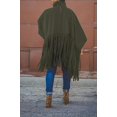 thumbnail image 3 of Haut à Franges à Col Montant à Manches Longues pour Femmes, Grande Taille, Poncho à Franges, 3 of 7