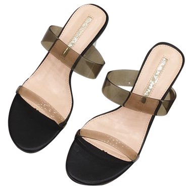 Women's Dress Mules Fashion Clear Rubber Sole High Heel Slippers Slide Sandals