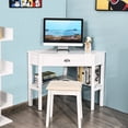thumbnail image 3 of Costway Bureau d'Ordinateur Triangulaire Bureau d'Angle Table pour Portable avec Tiroir Étagères Rustique, 3 of 10