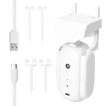 Graflsoa Smart Curtain Motor with Built-in Battery, Tuya App & Voice Control, No Gateway Needed, Easy Installation for Roman Rods, White (Single Open)