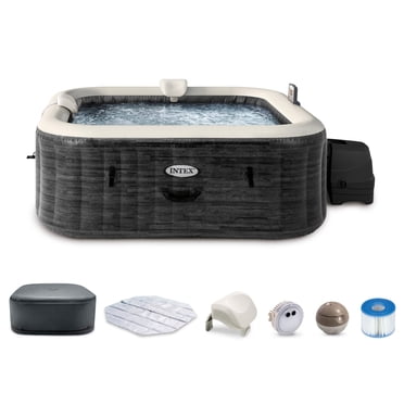 Intex PureSpa Ensemble de Spa Greystone Deluxe, Spa à Jets à Bulles 170 avec Couvercle, 77"x28 Pouces