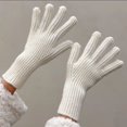 thumbnail image 3 of 1 Pair Women Gloves Knitted 2-Fingerless Touchscreen Stretchy Soft Wrist Hands Protection Solid Color Winter Thermal Women Motorcycle Riding Gloves for Outdoor, 3 of 10