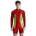 thumbnail image 1 of Oyolan Men's Long Sleeve Swimsuit Front Zipper One Piece Bathing Suit Rash Guard Swimming Sun Protective Red 3XL, 1 of 5