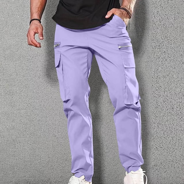 LSLJS Men Casual Multiple Pockets Outdoor Straight Type Fitness Pants Cargo Pants Trousers
