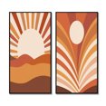 thumbnail image 2 of Designart "Midcentury Terracotta Sun Retro Landscape II" Modern Midcentury Framed Wall Art Set Of 2 - Mid-Century Brown Gallery Wall Frame Set For Home Decor, 2 of 6