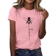 thumbnail image 2 of JIRNDf Hauts d'Été pour Femmes T-Shirts Tendance Imprimé Floral Col Rond Manches Courtes Décontracté Confortable Élégant Mignon Graphiques pour Femmes Chemises Rose L, 2 of 5