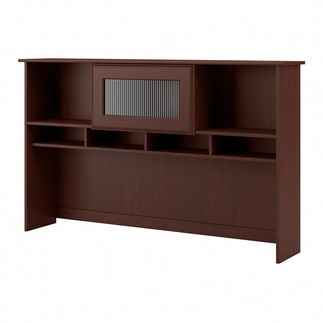 Cabot Hutch en Merisier Récolte Fabriqué en Bois d'Ingénierie, Doté d'Une Porte à Panneau en Verre Cannelé, de Quatre Étagères à Casiers Ouverts et de Deux Hauts Compartiments pour le Rangement. Idéal pour les Installations de Mobilier de Bureau, Il Se Monte sur les Bureaux en L Cabot Ou d'Angle et Comprend une Gestion Intégrée des Câbles pour l'Organisation.