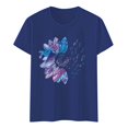 thumbnail image 4 of WEIYLL T-Shirts pour Femmes à Imprimé de Lettres, Manches Courtes, Col Ras du Cou, T-Shirts Bleus, Tailles P, 4 of 4
