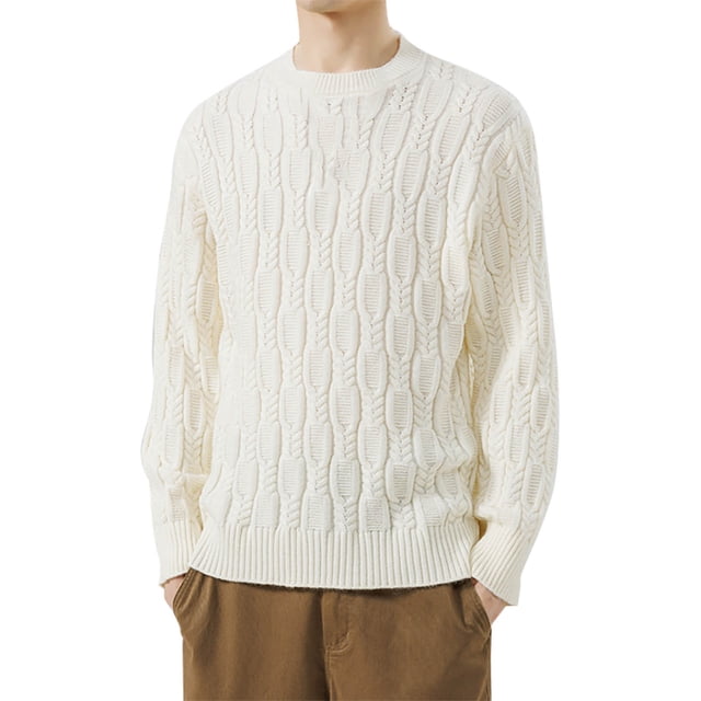 Styesk Mens Sweater Comfy Soft Oversized Sweater Solid Color Pullover Sweater Casual Loose Sweaters Cable Knit Crewneck Sweater with Ribbing Edge