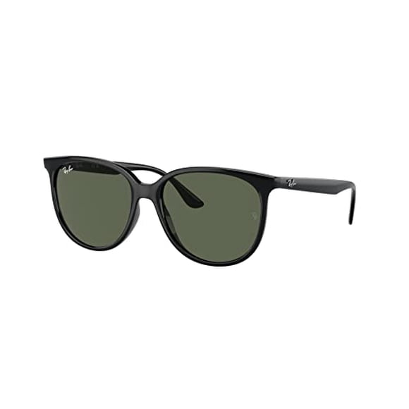 Ray-Ban Women's RB4378F Low Bridge Fit Square Sunglasses, Black/Dark Green, 54 mm
