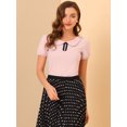 thumbnail image 3 of INSPIRE CHIC Blouse Haut pour Femme à Col Plat, Poignets Élastiques, Décor Nœud, 3 of 6