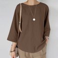 thumbnail image 1 of Hauts d'Été pour Femmes 2023 Mode T-Shirt Décontracté Col Rond Manches 3/4 Boho Grande Taille pour Femmes, 1 of 7