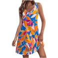 thumbnail image 2 of Ovzne Robes pour Femmes Robe Femmes Été Robes Imprimées Ample Col en V Sans Manches Robes d'Été Poches Robes Grande Taille Robe Maxi Imprimée Liquidation, 2 of 7