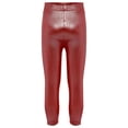 thumbnail image 4 of MSemis Girls Jazz Dance Leggings Metallic Ribbed Elastic Waistband Solid Color Toursers for Hip-hop Performance Red 150, 4 of 7