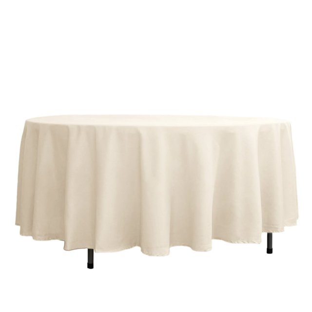 LNGOOR 108” Wholesale Round Tablecloth Polyester Round Table Linens For Wedding Party Banquet Restaurant - WHITE