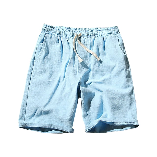 Birdeem Mens Shorts Mens Summer Leisure Sports Elastic Waist Solid Color Drawstring Pocket Shorts