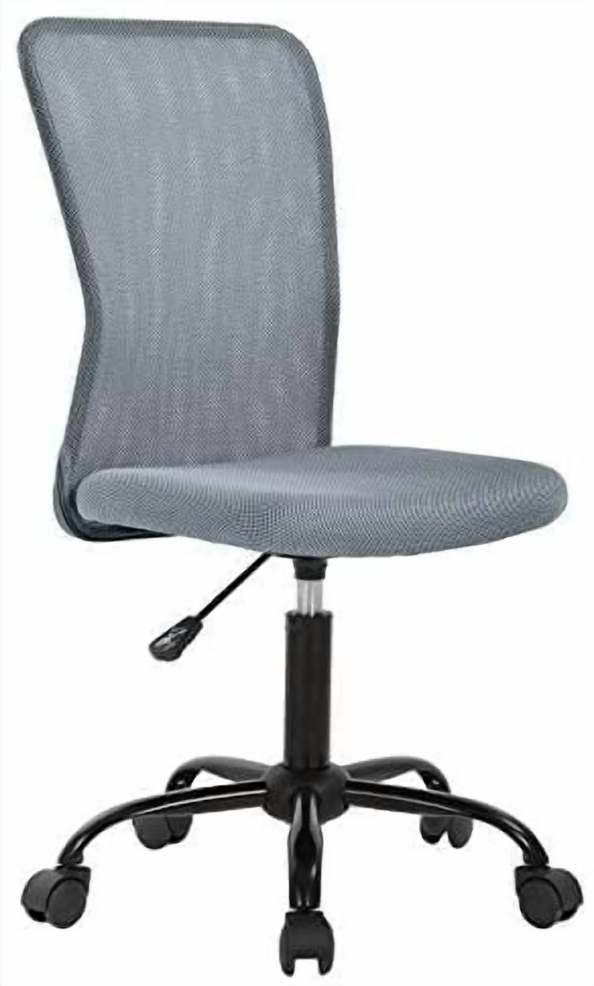 BestOffice Armless Mid-Back Ergonomic Mesh Office Chair with Lumbar Support & Rolling Wheels, Grey
