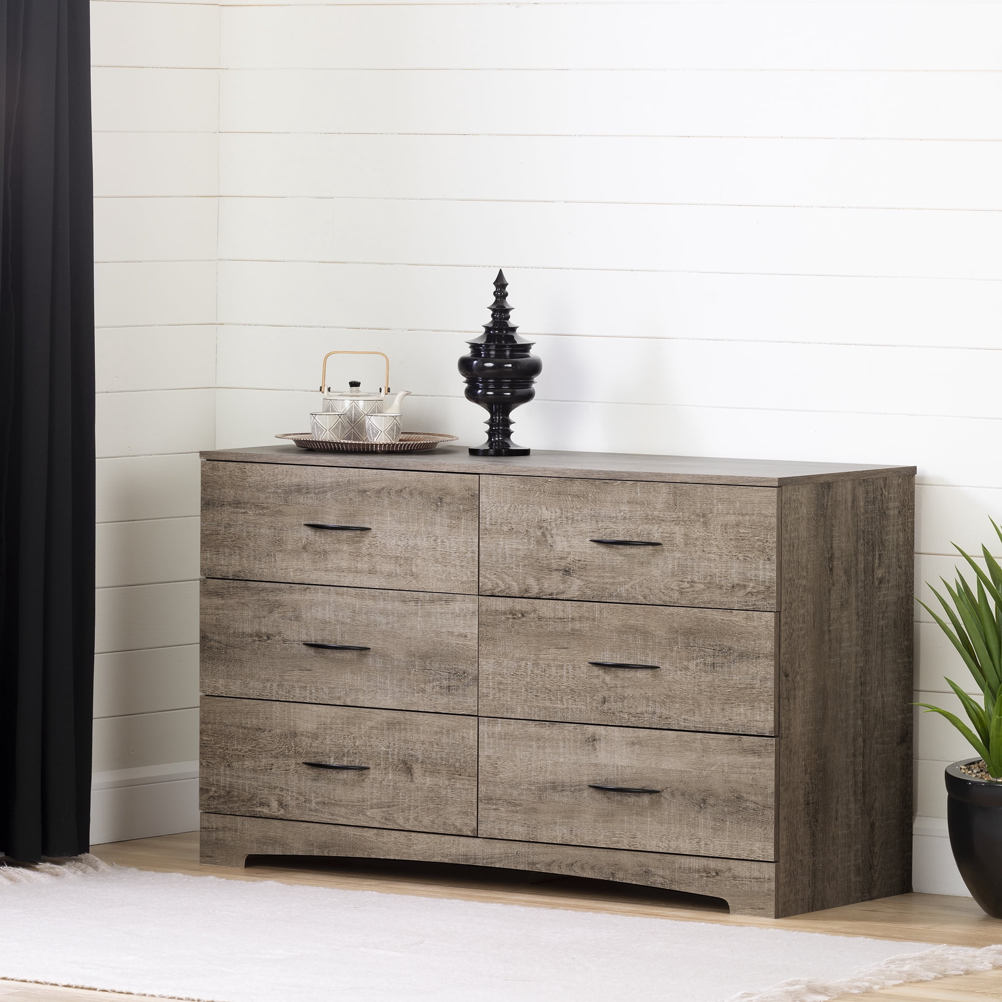 South Shore Step One 6-Drawer Dresser for Adult, in Weathered Oak