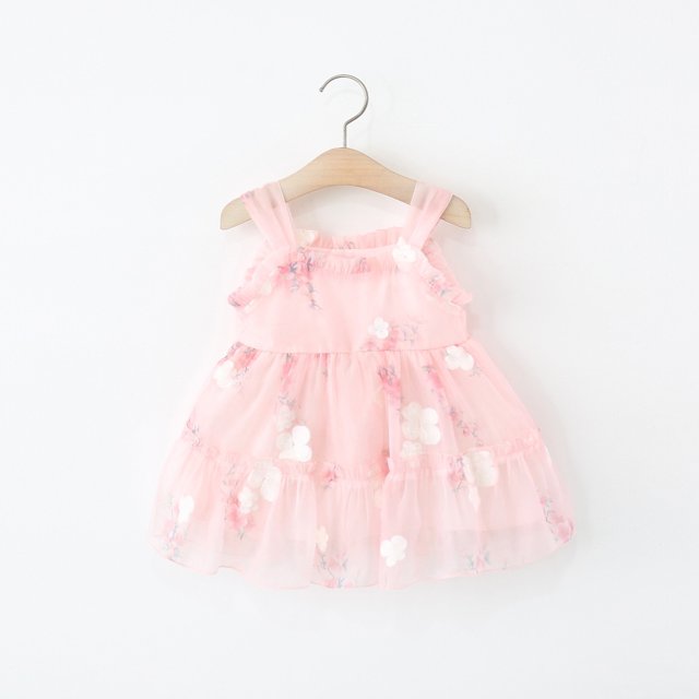 LOVZFMLL 2-12 Years Girls' Summer Casual Sleeveless Round Neck Button With Pockets Dress