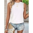 thumbnail image 4 of Tank Tops for Women Sleeveless Eyelet Shirts White M, 4 of 7