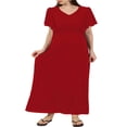 thumbnail image 2 of Womens Short Sleeve Maternity Dress Solid Color V Neck Casual Long Dress, 2 of 6