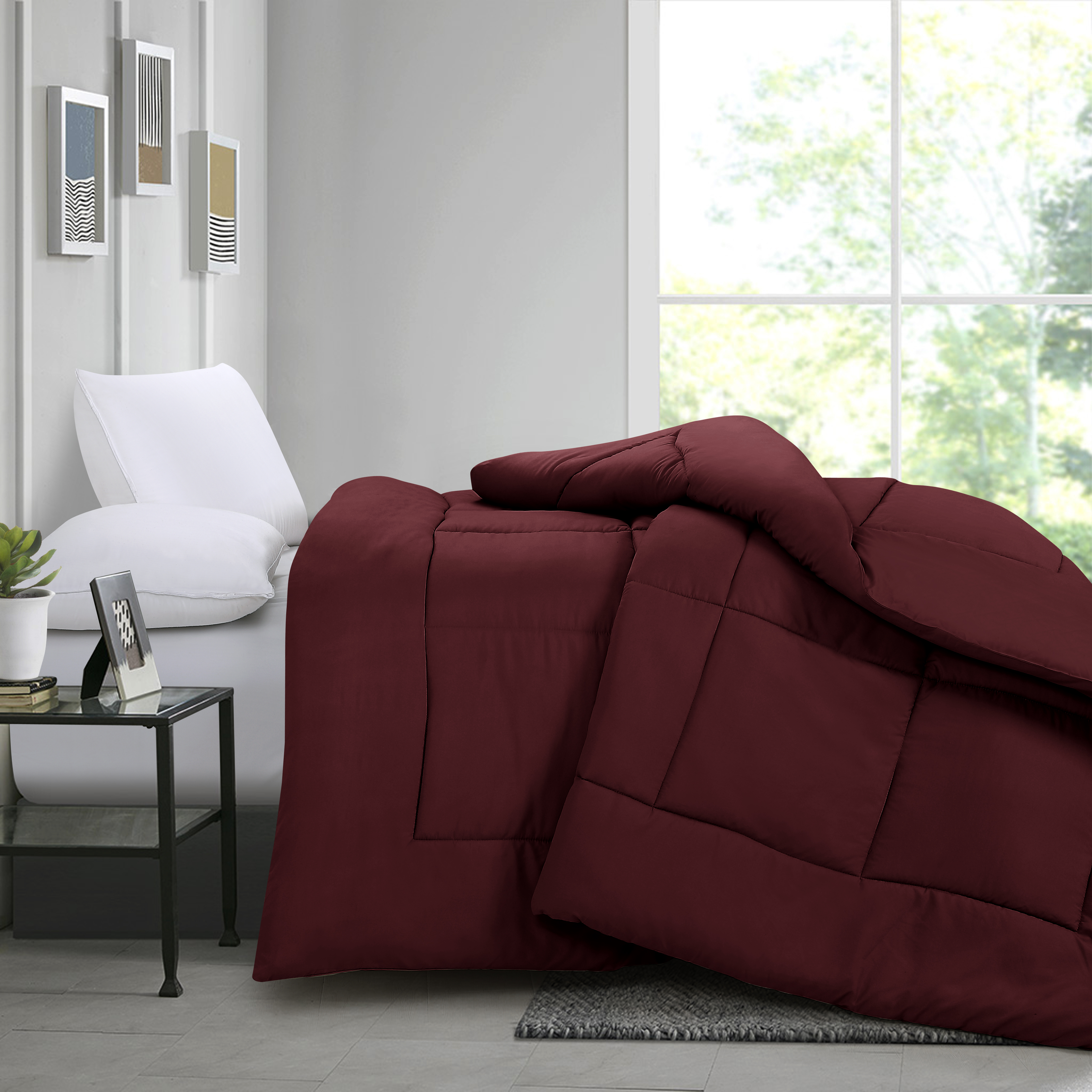 Couette Synthétique à Garnissage Lourd Swift Home, Literie Ultra Douce Toutes Saisons Hypoallergénique, King, Bourgogne