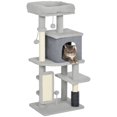 thumbnail image 1 of PawHut 41 Inch Cat Tree with Scratching Posts, Cat Bed, Condo, Light Grey, 1 of 10