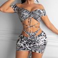 thumbnail image 1 of CEHVOM Three-piece Strappy Swimsuit With One-word Shoulder Strap And Chest Pad Without Underwire Leopard Print, 1 of 5