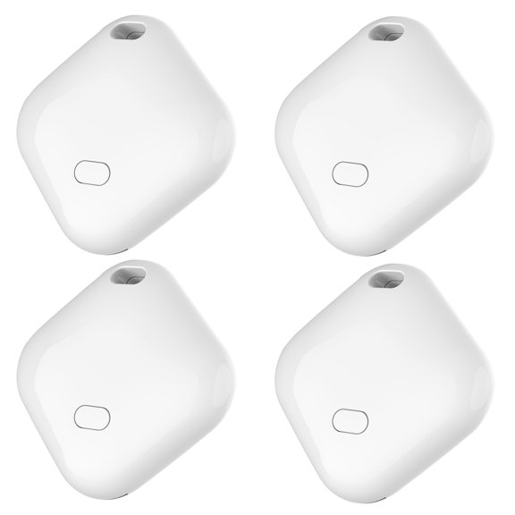 yeacher Lot de 4 Traqueurs Anti-Perte Bluetooth 5.2 avec Certification MFI, Conception en Plastique Blanc, Icônes Personnalisables, Alarme Forte, Pile Remplaçable, Format Compact