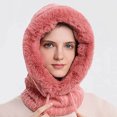 thumbnail image 4 of Women Winter Outdoor Riding Headgear Cold-Proof Ski Cap Warm Bib Face Mask Integrated Cold-Proof Hood Hat, 4 of 5