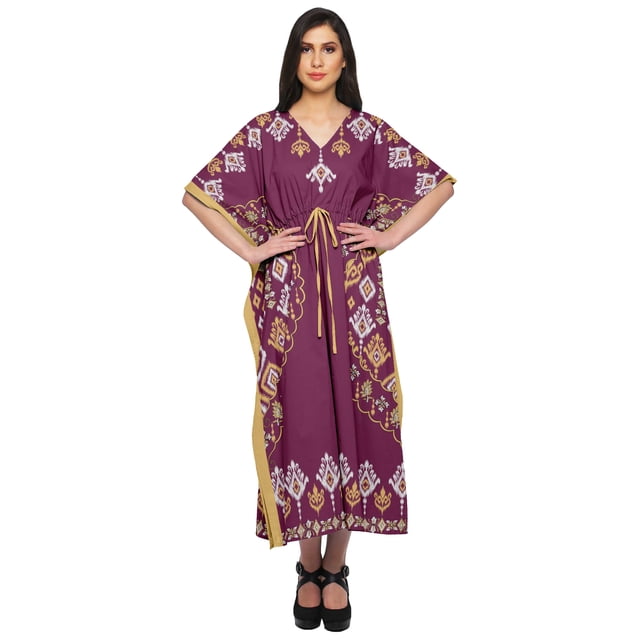 Moomaya Kaftan de Plage, Paréo de Bikini, Robe Longue Maxi Caftan pour Femmes