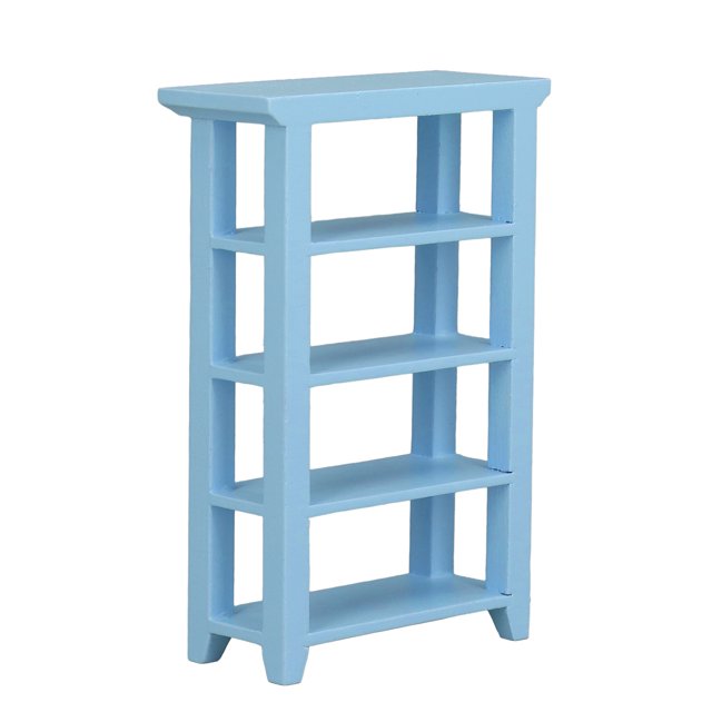Miniature Flower Stand, Excellent Birch Dollhouse Mini Bookshelf 4 Layers For Decoration Blue,Pink,Green
