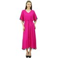 thumbnail image 3 of Bimba Robe Kaftan Longue en Rayonne pour Femme avec Pompon, Designer Chic, Maxi Caftan, 3 of 9