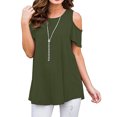 thumbnail image 2 of Timegard Womens Tops Cold Shoulder Crew Neck Short Sleeve Tunic Tops Mid Long Comfy Summer Casual, 2 of 6