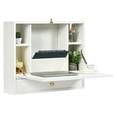 thumbnail image 1 of Gymax Wall Mounted Folding Laptop Desk Hideaway Organizer Storage Space Saver w/Drawer, 1 of 10