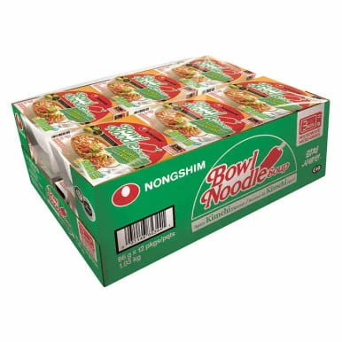 Nongshim Spicy Kimchi Bowl Noodle Soup, 86 g (12-Pack) – Authentic Korean-Style Instant Noodles with Bold Kimchi Spice