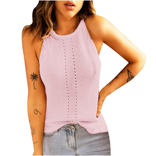 Birdeem Women Casual Solid Sleeveless Halter Neck Tank Pullover Blouse Vest Tops